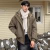 Mens Winter Vintage High Street Faux Fur Collar Padded Bomber Jacket Warm Fleece Lined Cotton Coat