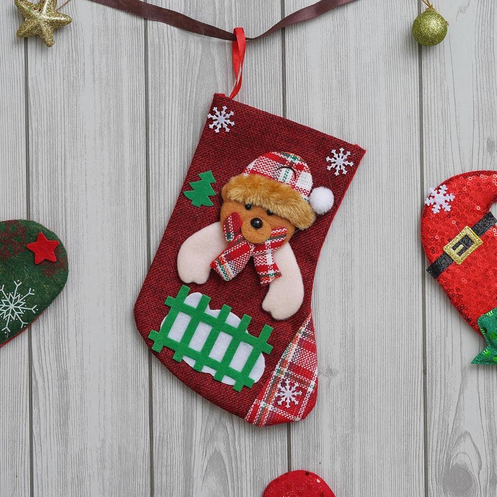 Merry Christmas Stocking Christmas Tree Teddy Bear Snowflake Design Christmas Socks Decoration| Christmas Gift for Children