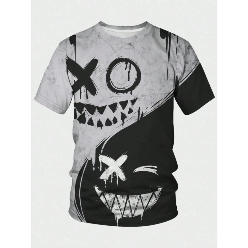 Street Fashion T-Shirt For Men Short Sleeve Hip Hop Print Tee Shirt Handsome Male T Shirt Pullover Man Oversized Clothing 2024
