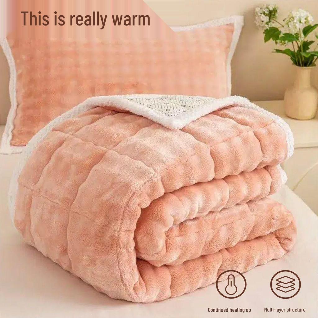 G5Z Winter Rabbit Plush Bed Sheet - Warm Velvet Mattress Blanket for Dorms