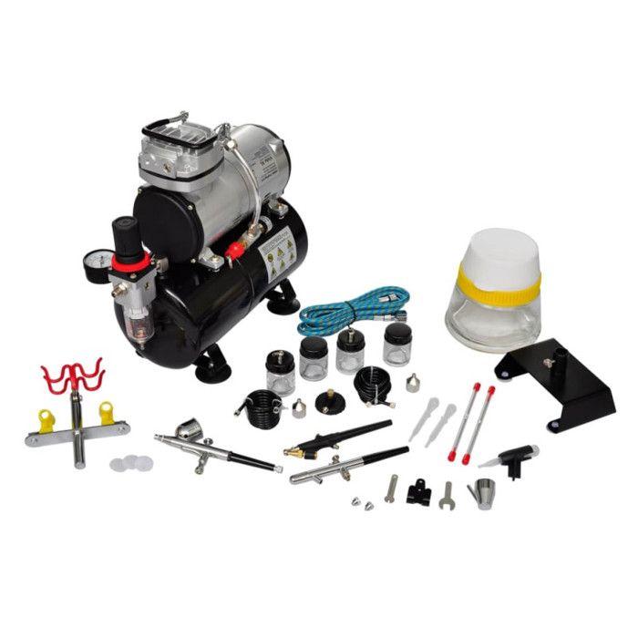 VidaXL Kit de compresseur d'aérographe avec 3 pistolets