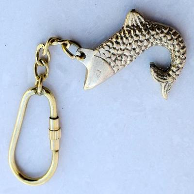 20 Piece Fish Brass Key Chain, Beautiful Brass Fish Key Chain Nautical Marine Keychain Navy Maritime Keyring
