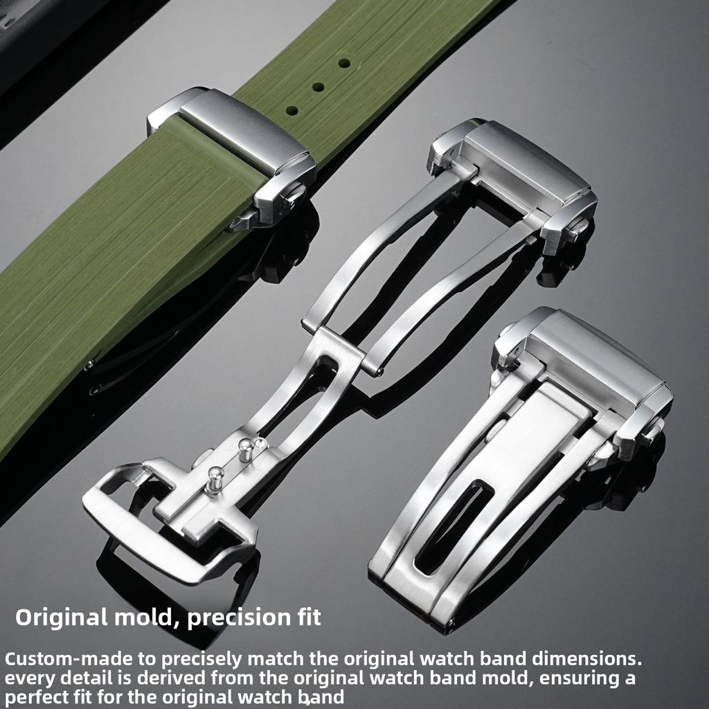 For Longines 18mm Adjustable Butterfly Watch Buckle For Silicone rubber strap Stainless Steel Metal Clasp Watch band Accessories