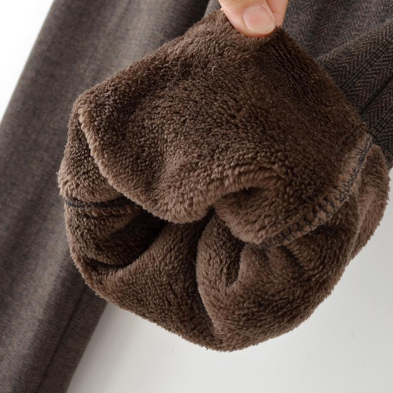 Grandma's Fleece-Lined Warm Straight-Leg Pants: Casual for Autumn and Winter, Perfect for Middle-Aged and Elderly Women