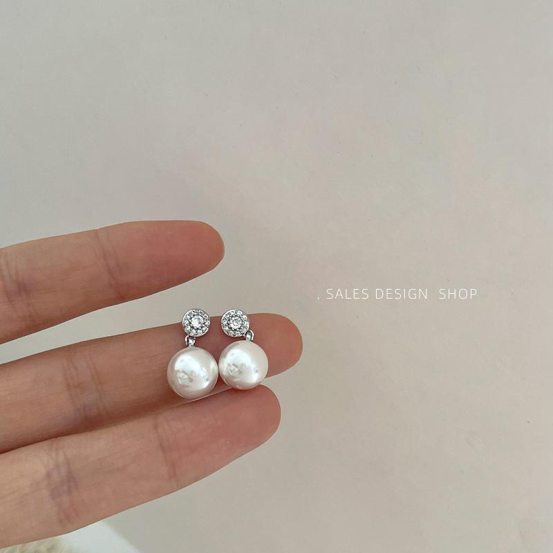 Exquisite French Pearl & Zircon Teardrop Earrings - Versatile Luxury for Women