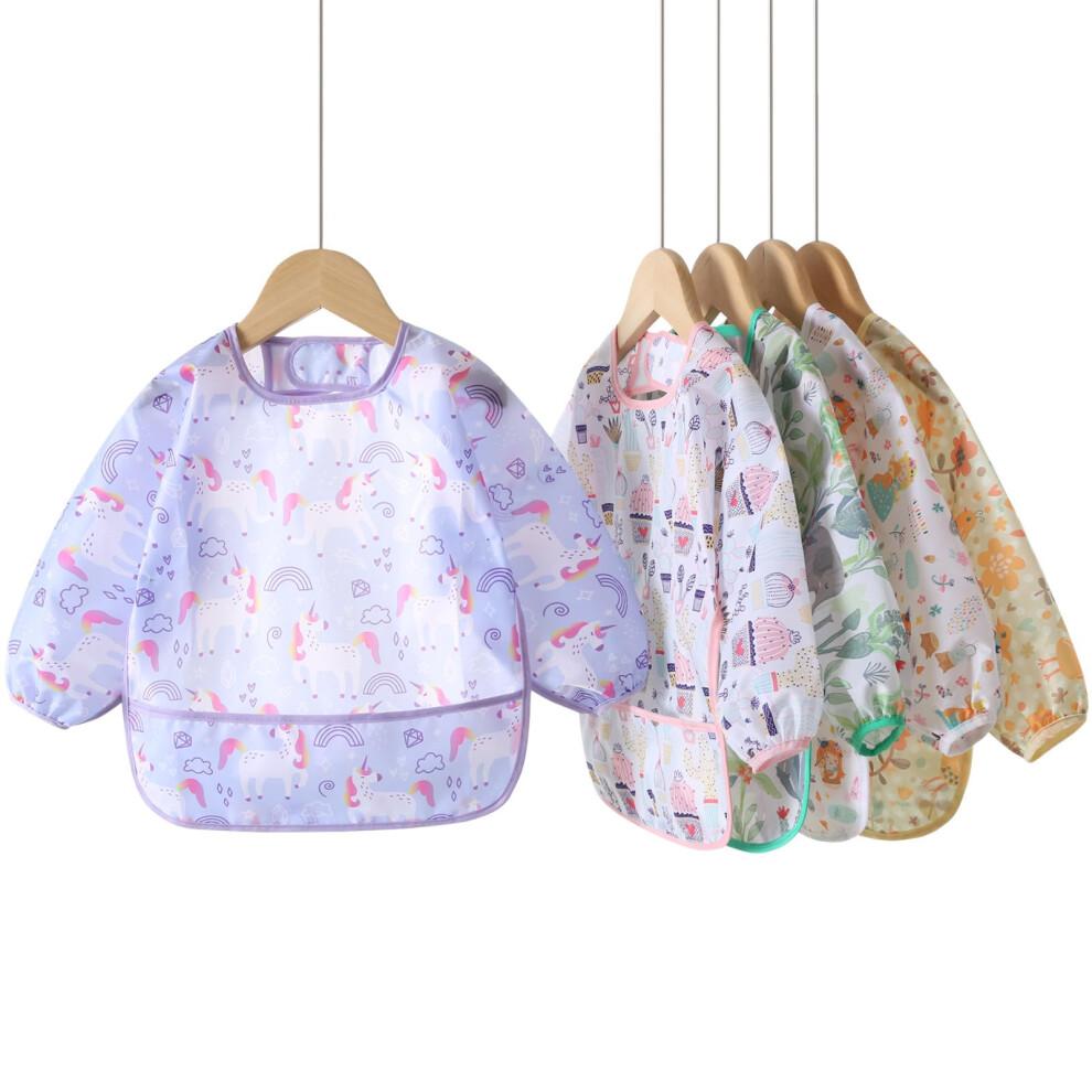 Yunguui Long Sleeve Baby Bib, Lightweight Waterproof Sleeved Bib Smock for Baby Toddler 3-30 Months