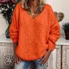 Womens V-Neck Knit Sweater Casual Street Style Long Sleeve Pullover Basic Layering Top