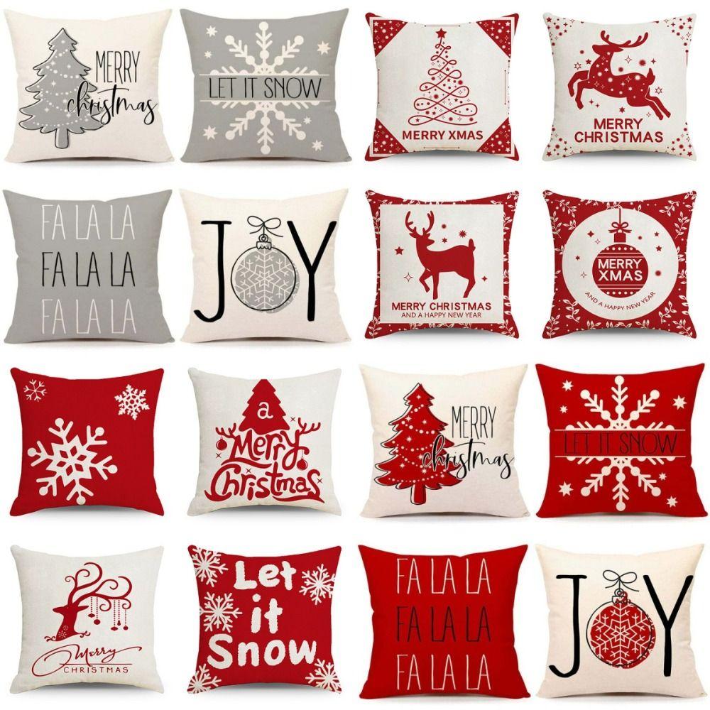 

Набір із 4 різдвяних наволочок Red White Holiday Decor 2024 Нова наволочка C