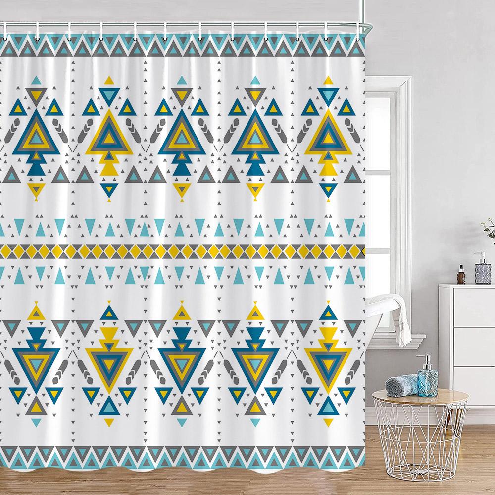 Vintage Bohemian Shower Curtain Boho Pattern Geometric Indian Mandala Style Bathroom Curtains Polyester Fabric Bath Decor