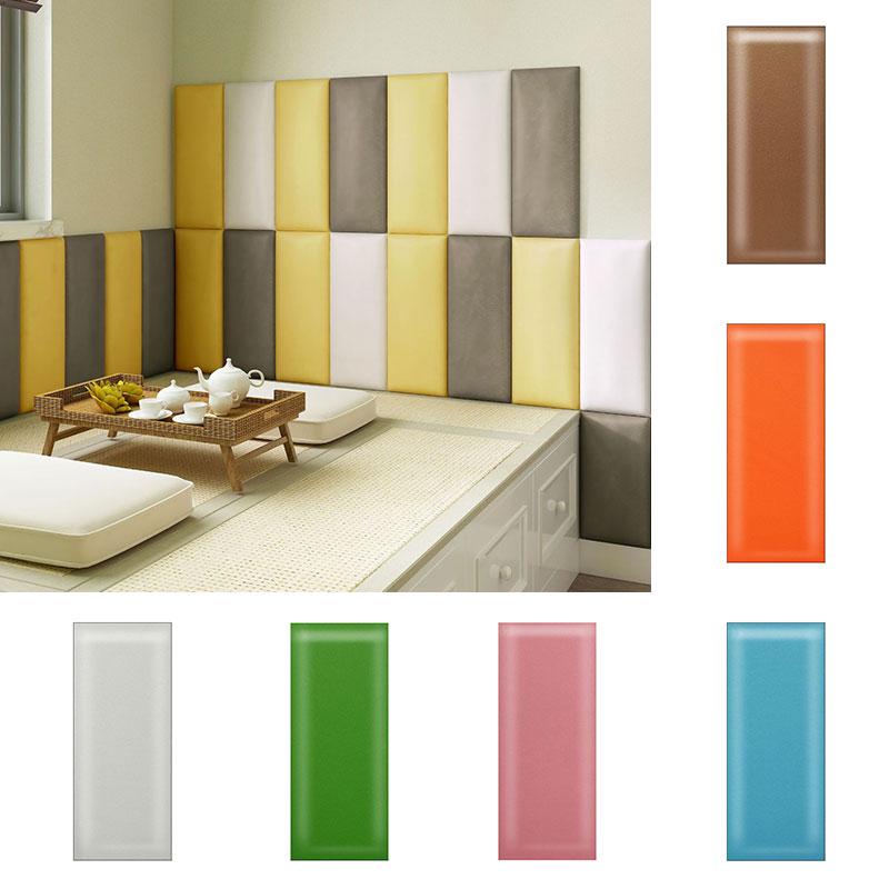 Color : White, Size : 1-pc Triangular Reading Pillow Bedside Cushion Upholstered 3D Wall Panels Anti-Collision Self-Sticking Bedside Wallpaper Waterproof Soft Case