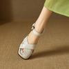 Krazing Pot Cow Skin Hollow Decoration Thick Heels Peep Toe Party Summer Size 41 Gladiator Superstar Women Sandals