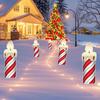 Christmas Yard Sign Outdoor Red White Striped Candle Sign with Stake for Garden Balcony Pathway Walkway Decor