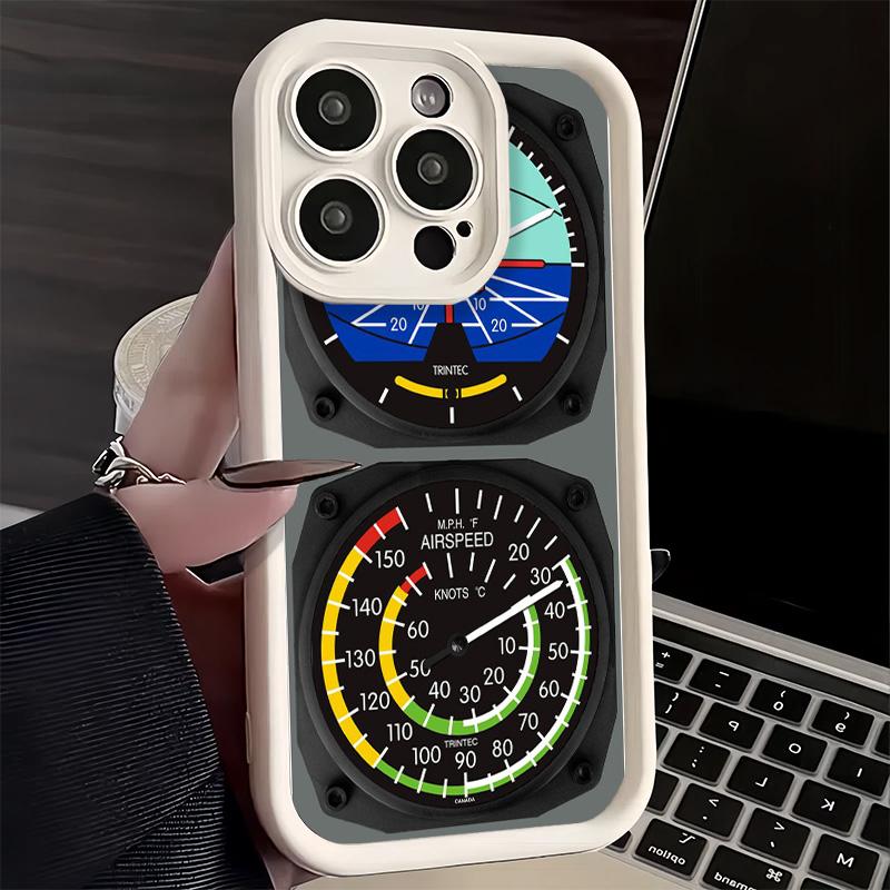 Flugzeuginstrumenten-Cockpit-Radar-Handyhülle für iPhone 16 17 Air 16E 15 Pro Max 14 Plus 13 12 Mini Hülle Weiche Silikonhülle Lustig
