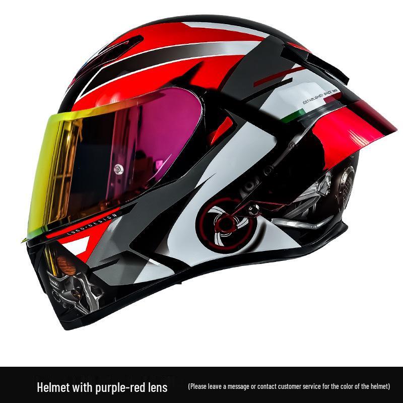 Unisex Carbon Fiber Full-Face Motorcycle Helmet with Bluetooth & Anti-Fog, 3C Certified for All Seasons