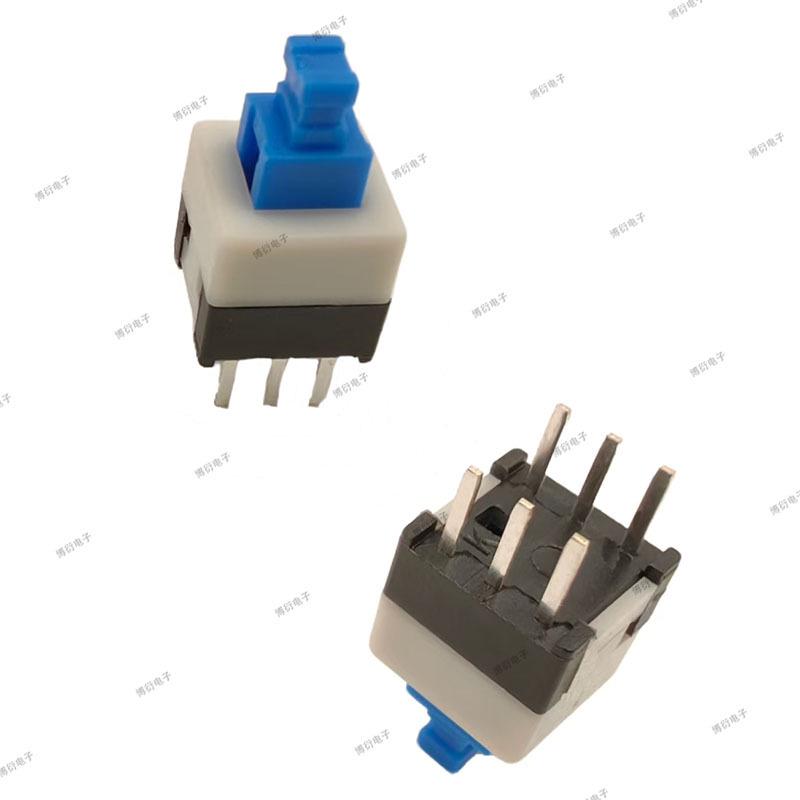 Vertical Self-Locking 7x7 High Head Button Switch, Double Row, Six-Pin, No-Lock
