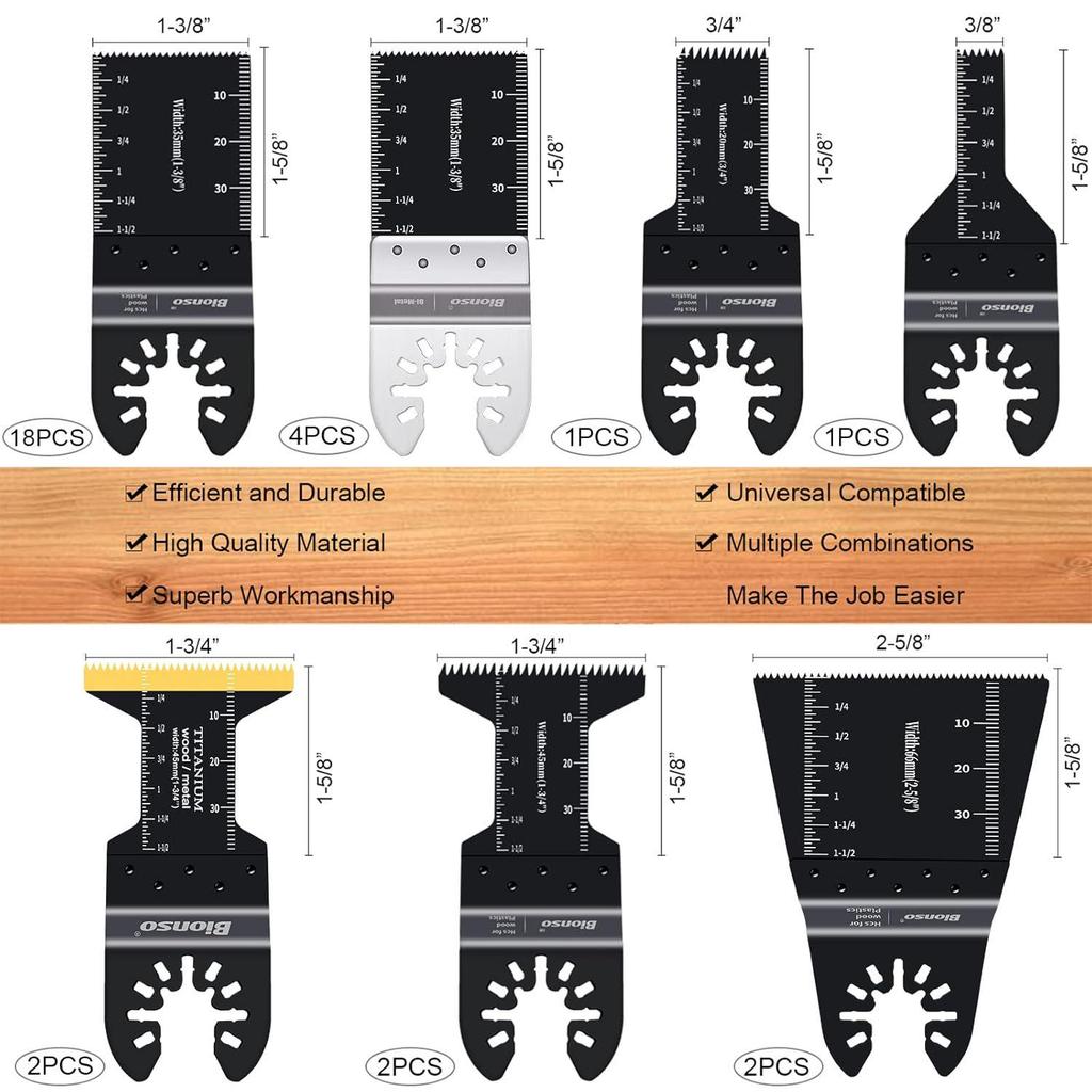 72-teiliges Universal-Bi-Metall-Oszilliersägeblatt-Set für Holz- und Metallzuschnitt