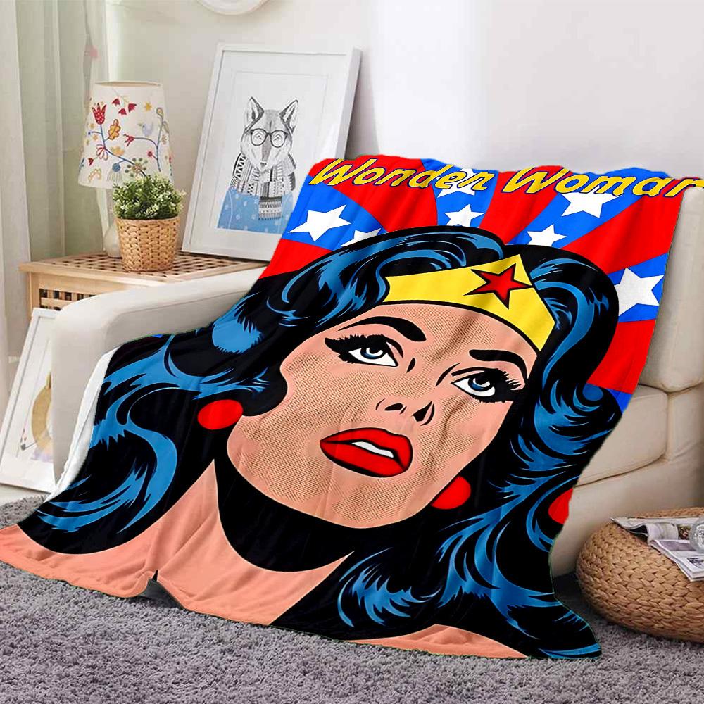 

1pc Wonder Woman Flannel Throw Blanket - HD Printed Lightweight Soft Warm All-Season Blanket for Sofa, Bed, Travel, Camping 139 130cmx150cm