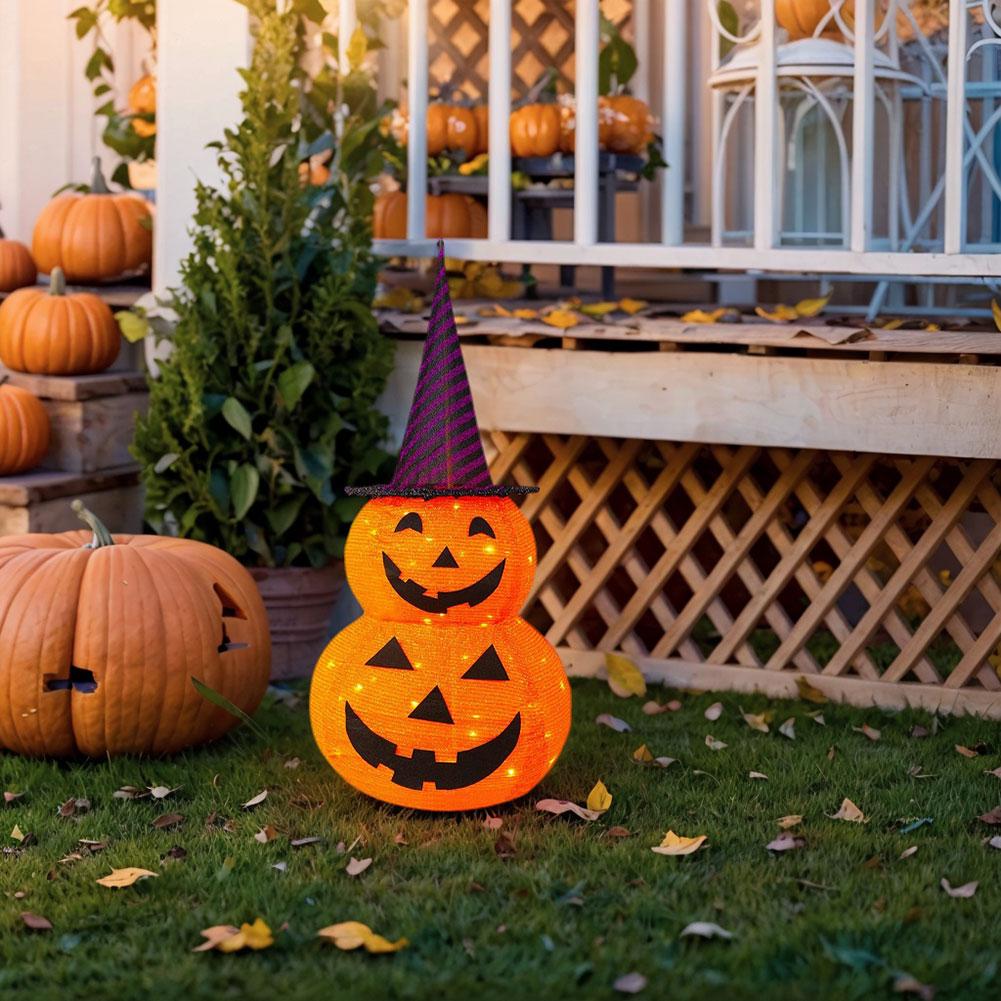 3FT Halloween Jack-o-Lantern Pumpkin Lights with 8 Lighted Mode Collapsible Pumpkin Lantern Novelty Lights Halloween Decor Props