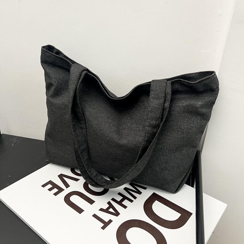 Ausgehen Gemüsekorb Tasche Denim Schultertasche Trendy Große Kapazität Einfach Literarisch und Kunst Fan Arbeit Tragetasche