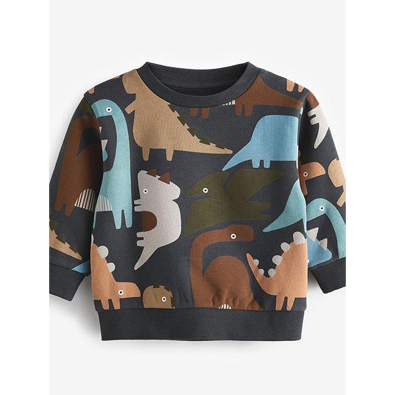 Clothing Boys' Sweatshirt Long-Sleeved All-Over Dinosaur Print Autumn Clothing Kids' Wear Pure Cotton Baby Pullover T-Shirt Base Layer T-Shirt 8