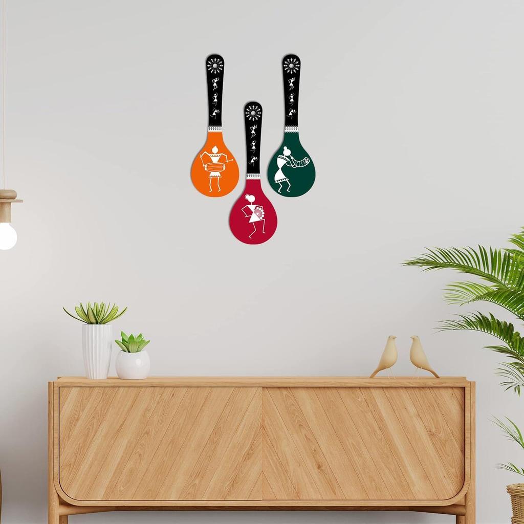 Warli Art Wooden Wall Hanger For Home | Office | Living Room | Gift | Modern Decoration Items | Kitchen Wall Decor | Home Decor Hanging