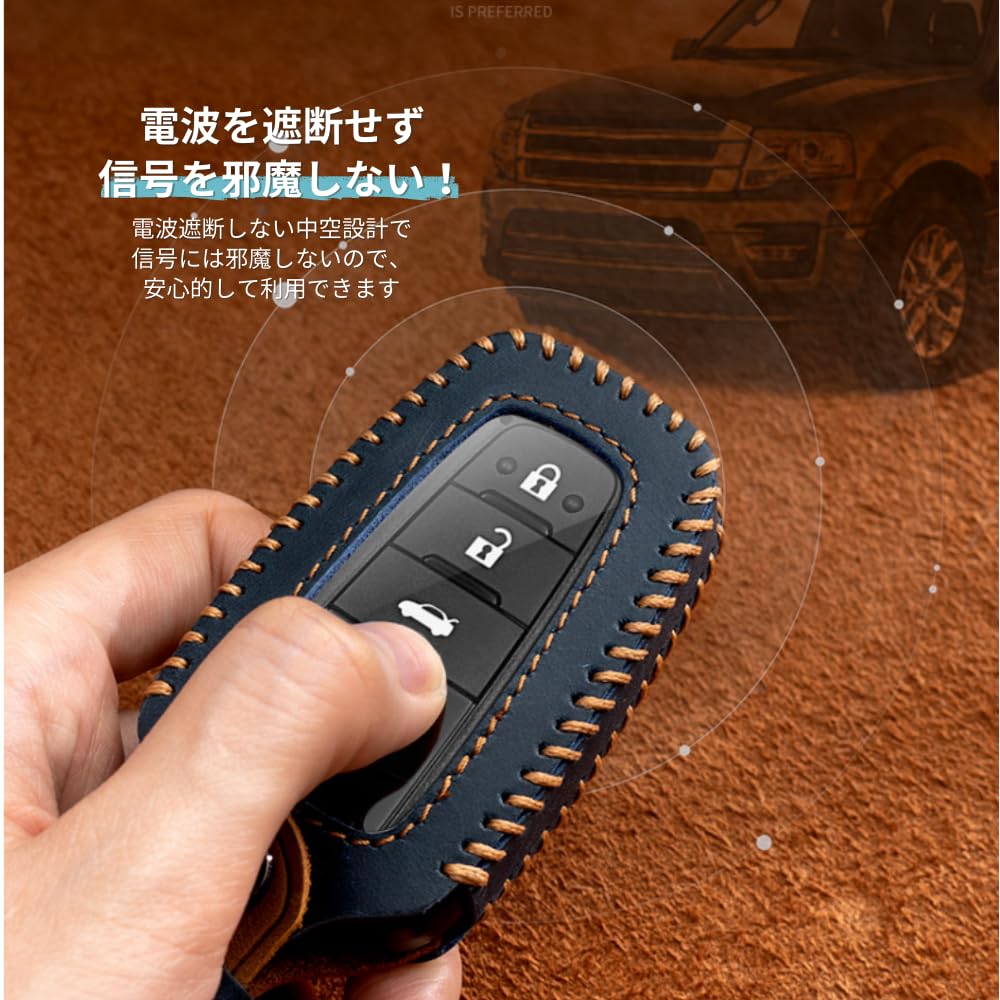 Mellbo Key Smart Key Toyota New New New Land Yaris Brown X Navy Case, Cowhide, Men's, Case, Harrier, Noah, Voxy, Prius, Hilux, Cruiser, Yaris, Cross,