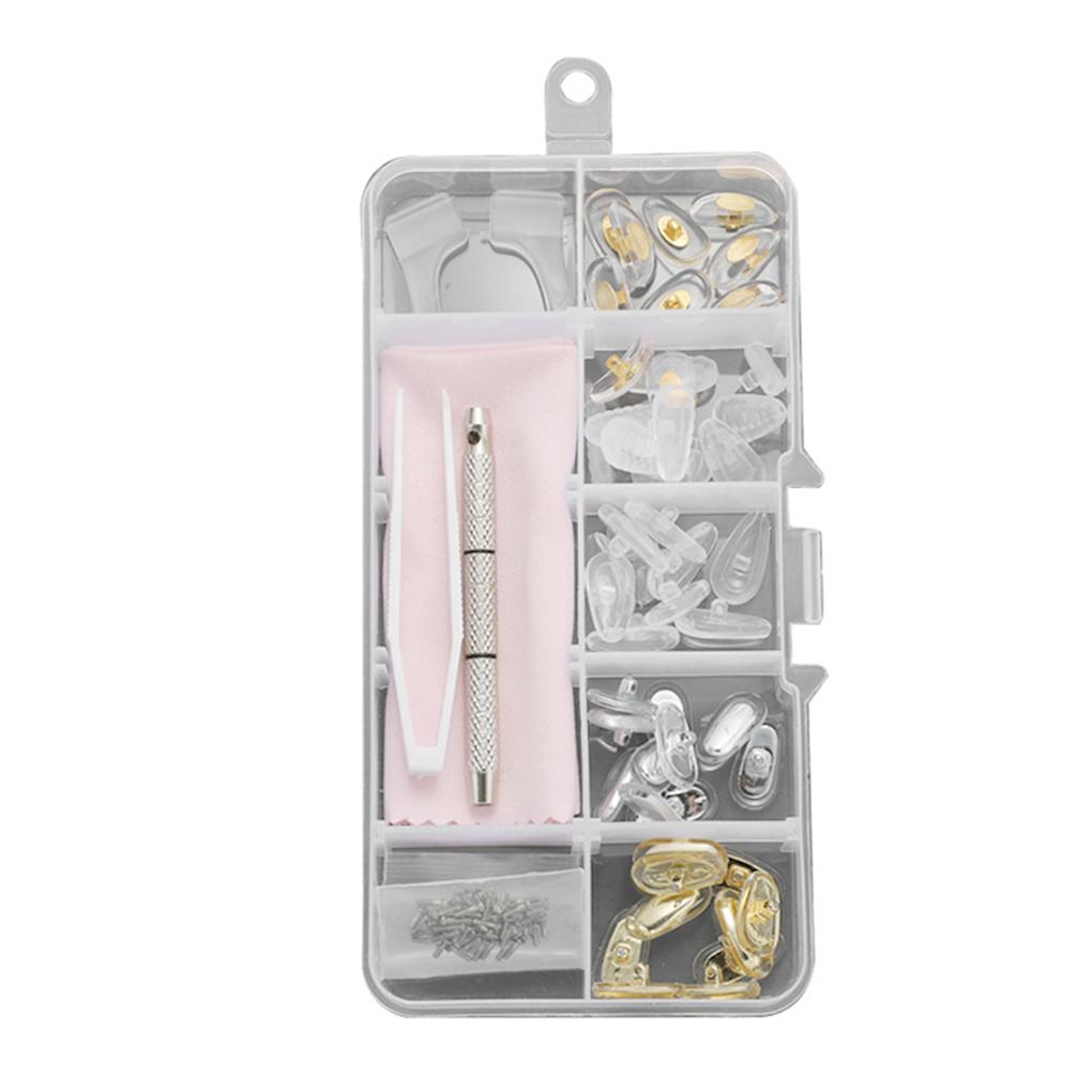 

Silicone Glasses Nose Pads Tool with Screwdriver Tweezers Ear Hooks Replacement Optical Practical Watch Comfort