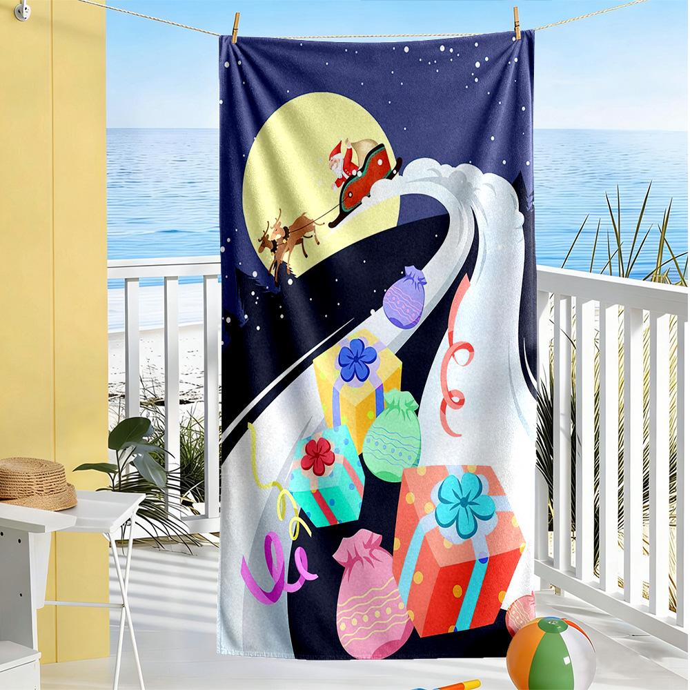 Christmas Beach Towel Soft Durable Quick-Dry Comfortable Lightweight Suitable for Sports, Travel, Swimming, Yoga, Bathroom, Beach, And Pool