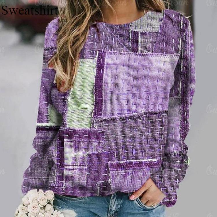 Fashion Vintage Women's 3D Printed Sweatshirt Loose Casual Long Sleeve O Neck Top Winter Autumn Wear Temperament Design