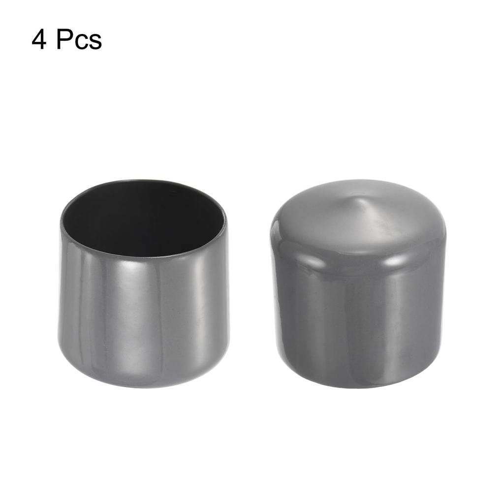 uxcell 4pcs Rubber End Caps 51mm ID Vinyl Round End Cap Cover Screw Thread Protector Dark Grey