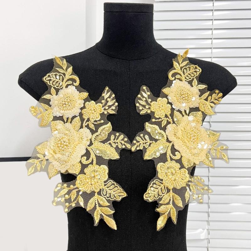 Sewing On Iron On Flower Patches with Sequins Embroidery for Easy Crafting Projects Polyester