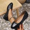 Large Size New Pointed Toe Heel Single Shoes Women's Fashion Stone Pattern One Pedal Mother Work Shoes
