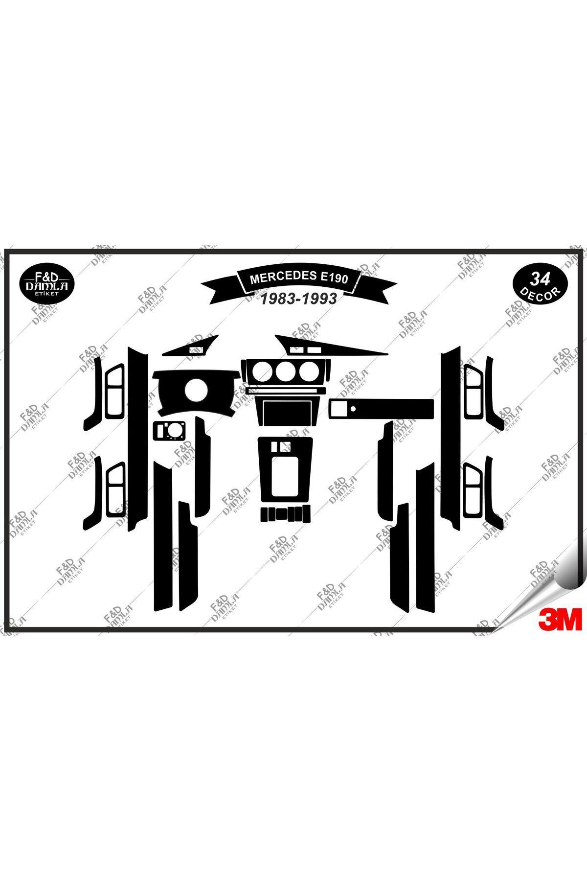 

Mercedes E-190 1983-1993 Torpido Konsol Trim Göğüs Maun Kaplama Set 34 Parça Siyah