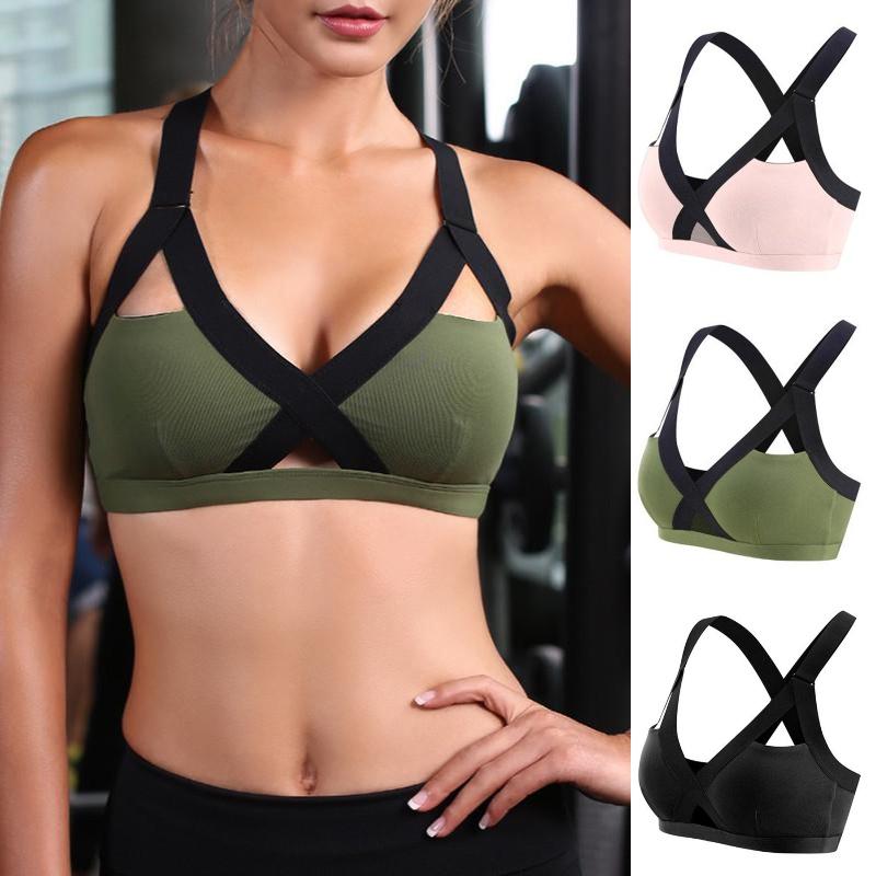 

Летний тренажерный зал Топы женщин Bandage Cross Спорт Вест Мода Запуск йоги танки Короткие топы