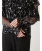 Lily Brown Starry Sky Embroidered Frill Blouse LWFT245101 Black Women's