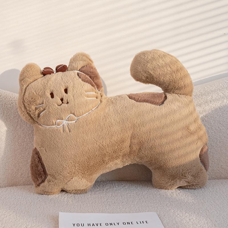

Cute Bow Cookies Cat Doll Plush Toy Toast Cat Doll Sofa Cushion Girls Hugging Pillow 45*35cm 0.45kg