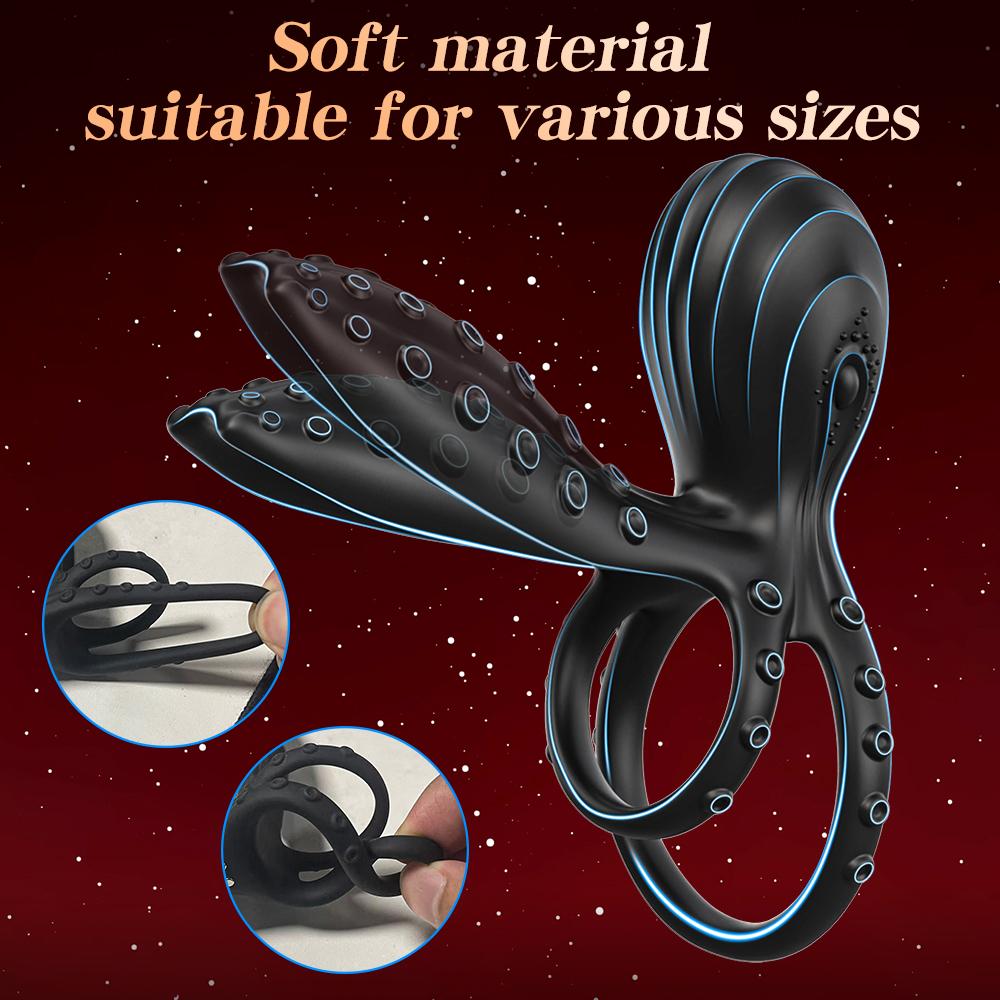 Anel de Trava Polvo Plug Anal Vibratório Massageador de Próstata Anel de Manga Vibradores para Homens Retardar a Ejaculação Controle Remoto Anel Peniano Brinquedo Sexual para Homem +18