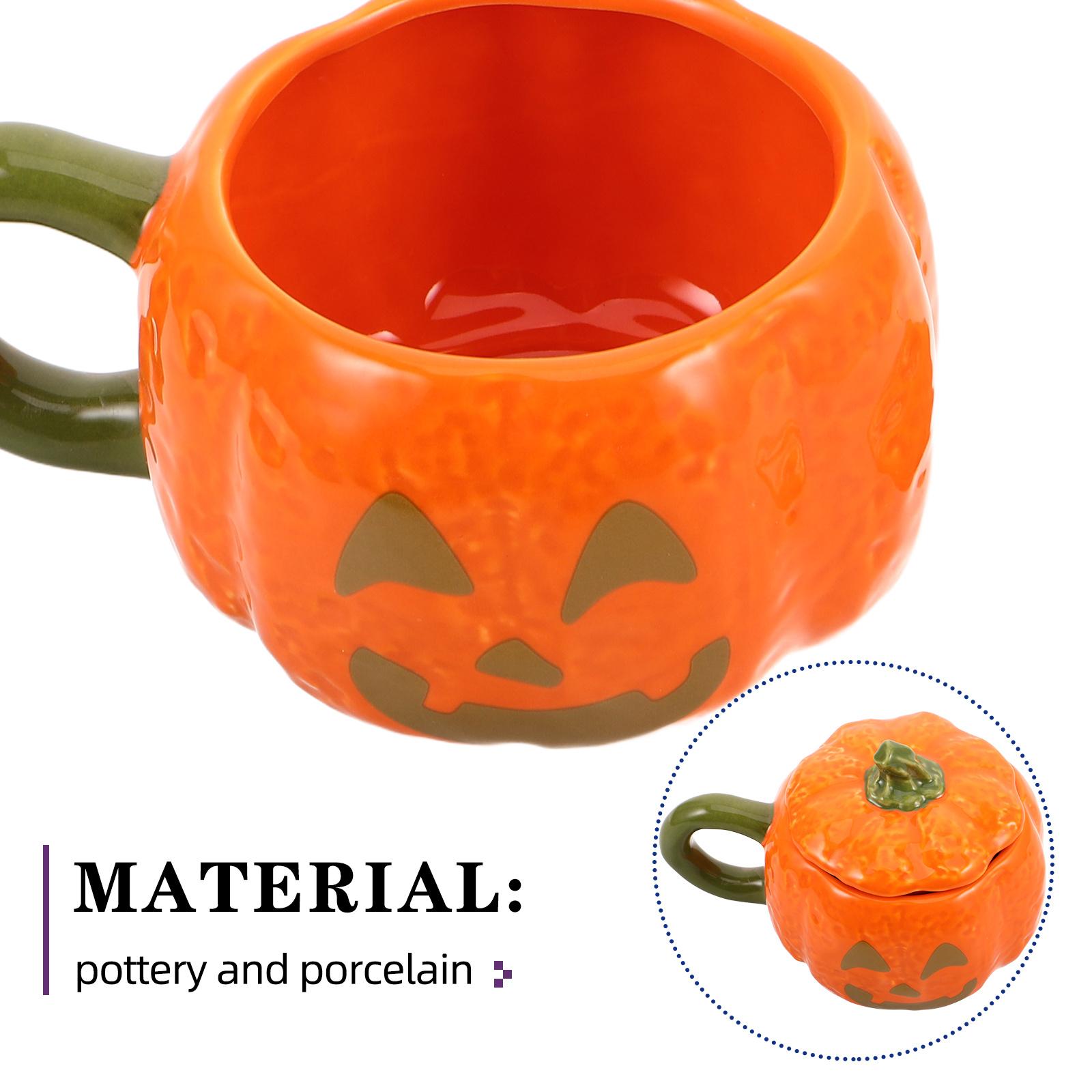 

Halloween Pumpkin Mug Ceramic with Lid Cute Pumpkin Drinkware Fall Coffee Cup Trick Or Treat Kitchen Decor Cappuccino Mug other
