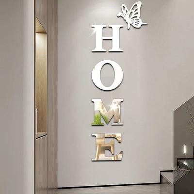 5 Stück Schmetterling Spiegel Wandaufkleber HOME Acryl Aufkleber Heimdeko DIY Selbstklebende Spiegeldekor Aufkleber Kunst Wanddeko