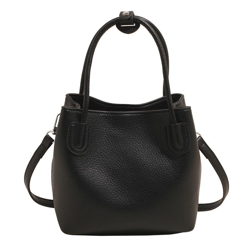 2025 Spring Simple Versatile Fashion Solid Color Portable Bucket Bag Premium Commuter Casual One Shoulder Crossbody Women's Bag