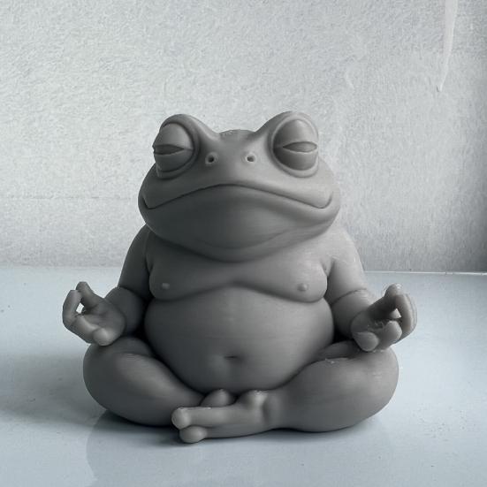 Zen Frog Ornament Frog Sitting In Meditation Figurine 3D Printed Desktop Frog Statue for Home Office Bookshelves Cabinet Decoration