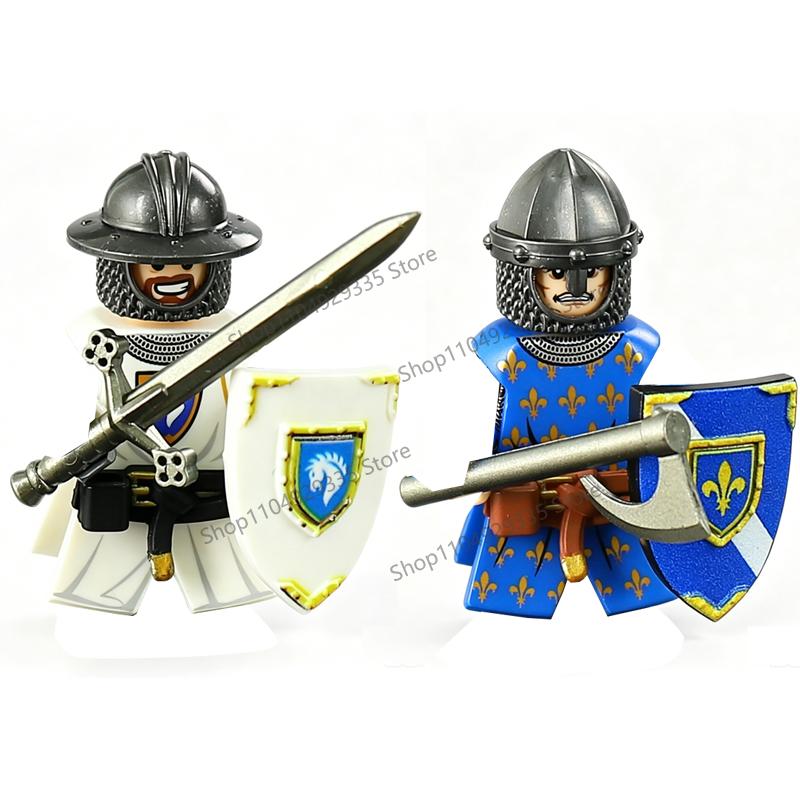 MOC Mittelalterliche Bausteine Zubehör Burgen Gotische Ritter Drache Löwe Krieger Pferd Helme Schilde Rüstungen Äxte Steine Spielzeug