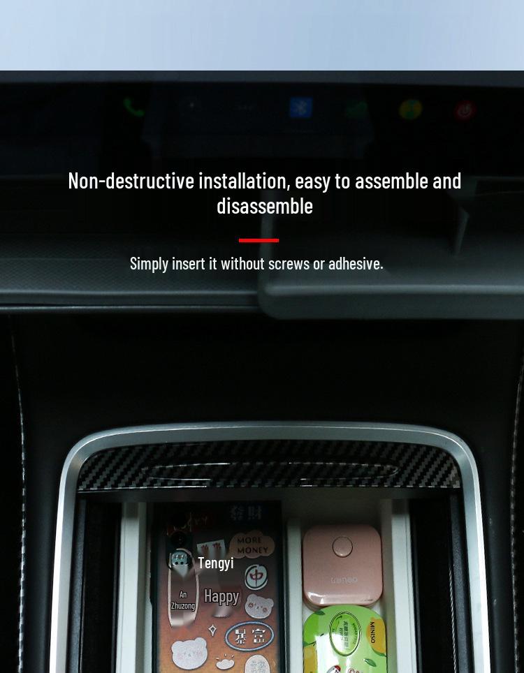 Eco-Friendly Double-Layer Armrest Storage Box for Tesla Model Y Center Console