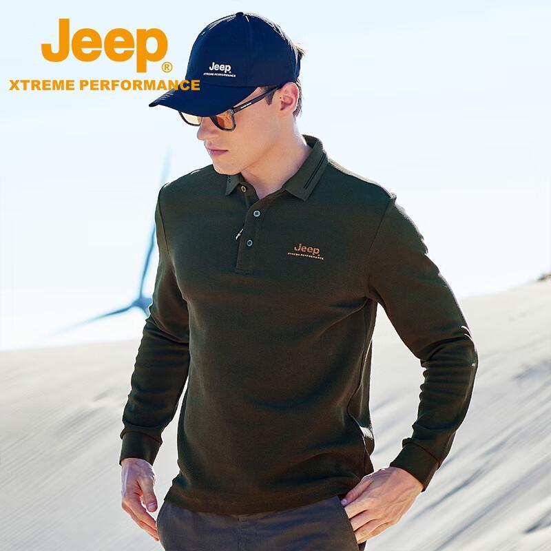 Jeep Men s Fall Long Sleeve Polo Shirt L