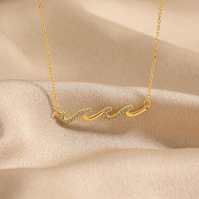 Europäische & Amerikanische Diamantbesetzte Wellen-Halskette - Eleganter, Vielseitiger, Hochwertiger Luxus-Schmuck für Damen