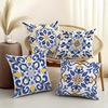 Teal Yellow Bohemian Italian Tile Pattern Pillow Covers Decorative Cushion Cover Living Room Bedroom Sofa Home Ornament Art