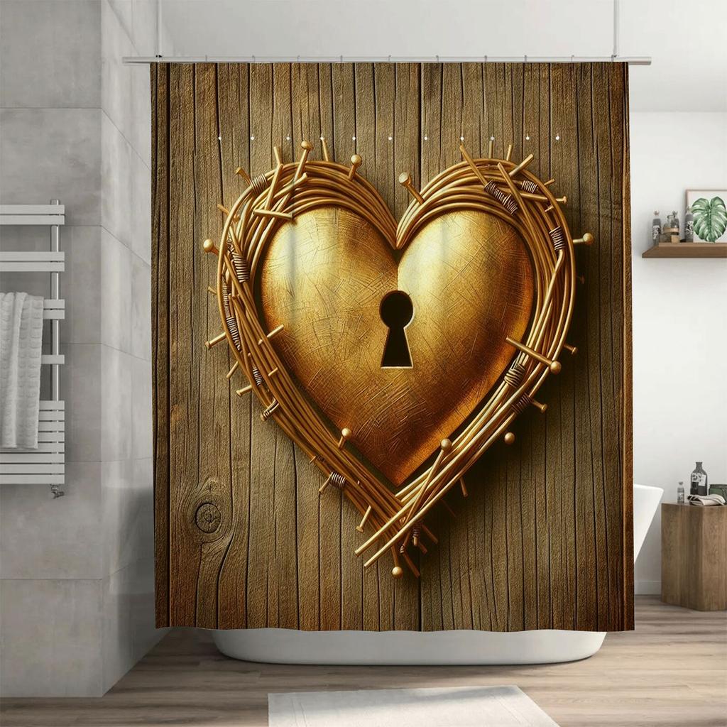 Rustic Heart Lock Shower Curtain | Unique and Romantic Bathroom Decor