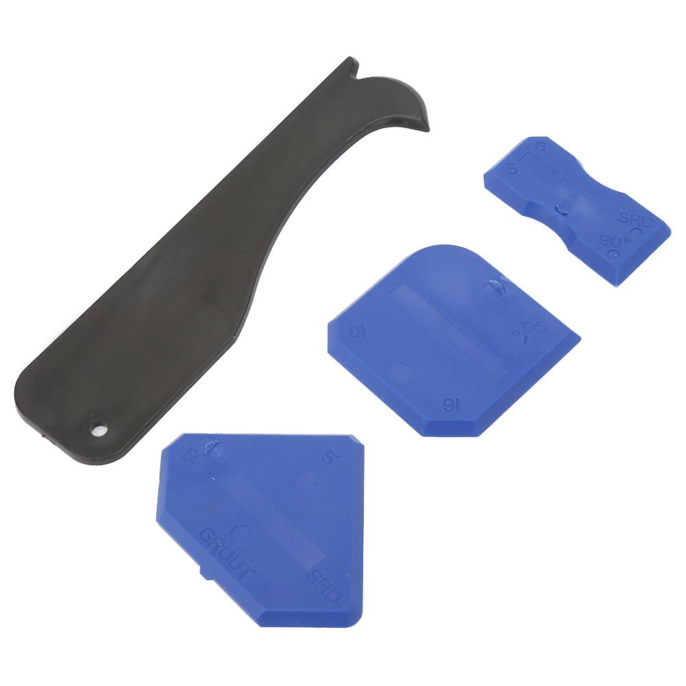 4PCS Caulk Tools Kit Silicone Sealant Remover Shovel Glass Cement Caulking Scraper (Blue)