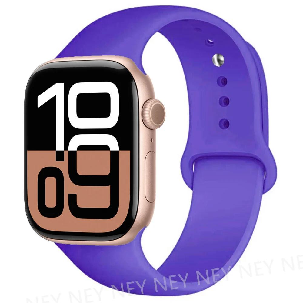 Silicone Band For Apple Watch Straps Ultra 2 49mm 45mm 44-40mm 41mm Sport Bracelet Apple Watch Series 10 42mm-46mm 8 7 6 5 SE 9