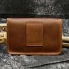 Crazy Horse Leather Men's Waist Bag Genuine Leather Phone Pouch On Belt Men Male Wasit Pouch Waist Pack Leather Vintage Style